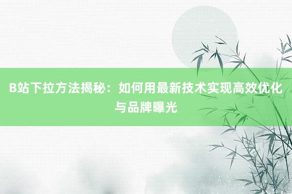 B站下拉方法揭秘：如何用最新技术实现高效优化与品牌曝光
