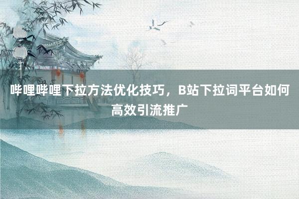 哔哩哔哩下拉方法优化技巧，B站下拉词平台如何高效引流推广