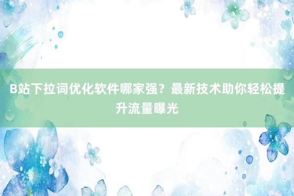 B站下拉词优化软件哪家强？最新技术助你轻松提升流量曝光