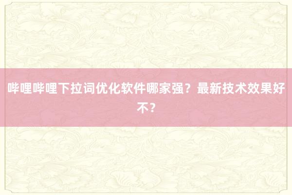 哔哩哔哩下拉词优化软件哪家强？最新技术效果好不？