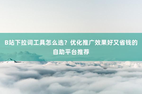 B站下拉词工具怎么选？优化推广效果好又省钱的自助平台推荐