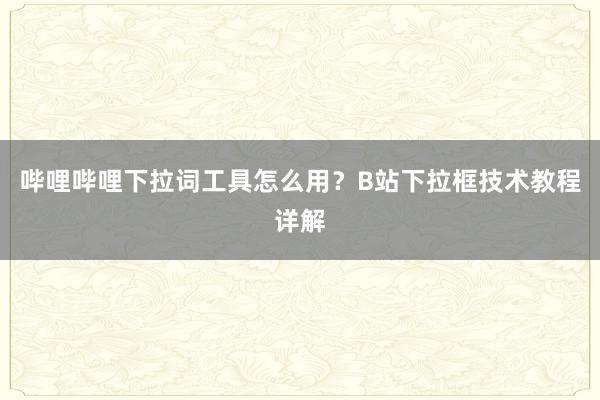 哔哩哔哩下拉词工具怎么用？B站下拉框技术教程详解