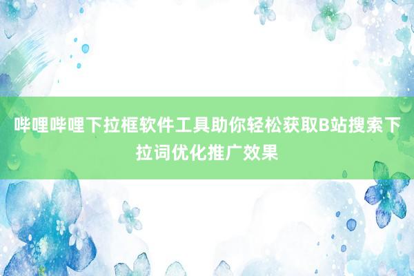 哔哩哔哩下拉框软件工具助你轻松获取B站搜索下拉词优化推广效果