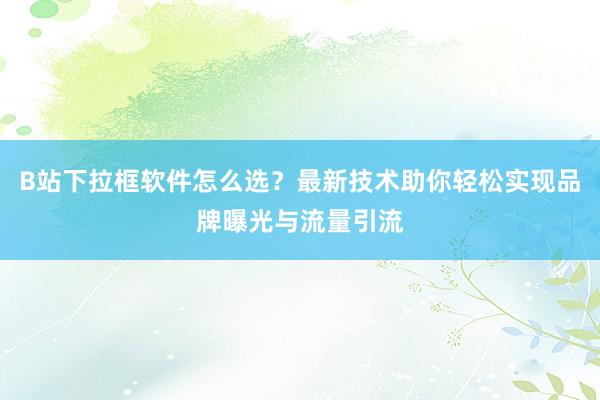 B站下拉框软件怎么选？最新技术助你轻松实现品牌曝光与流量引流