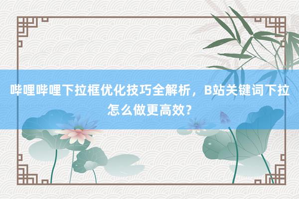 哔哩哔哩下拉框优化技巧全解析，B站关键词下拉怎么做更高效？