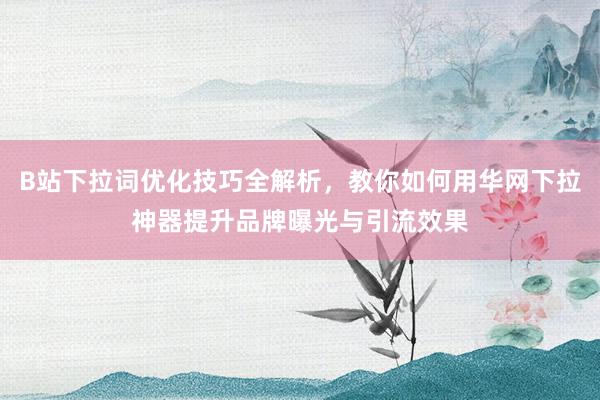 B站下拉词优化技巧全解析，教你如何用华网下拉神器提升品牌曝光与引流效果