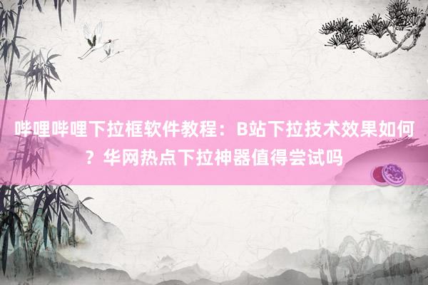 哔哩哔哩下拉框软件教程：B站下拉技术效果如何？华网热点下拉神器值得尝试吗