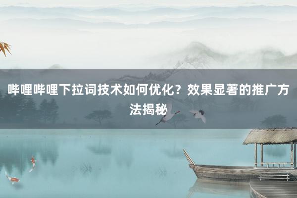 哔哩哔哩下拉词技术如何优化？效果显著的推广方法揭秘
