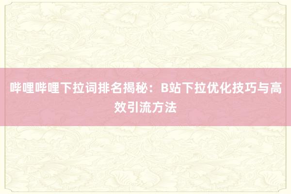 哔哩哔哩下拉词排名揭秘：B站下拉优化技巧与高效引流方法