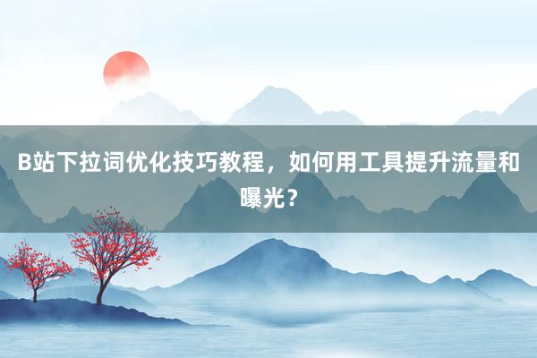 B站下拉词优化技巧教程，如何用工具提升流量和曝光？
