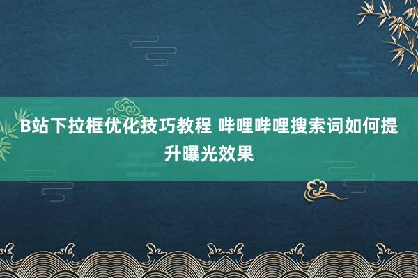 B站下拉框优化技巧教程 哔哩哔哩搜索词如何提升曝光效果