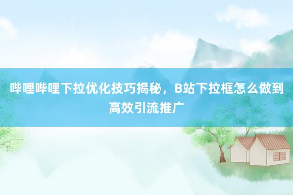 哔哩哔哩下拉优化技巧揭秘，B站下拉框怎么做到高效引流推广
