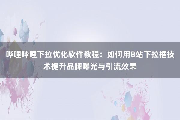哔哩哔哩下拉优化软件教程：如何用B站下拉框技术提升品牌曝光与引流效果