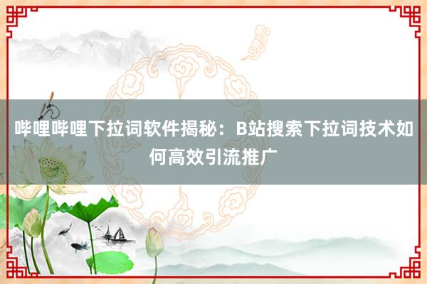 哔哩哔哩下拉词软件揭秘：B站搜索下拉词技术如何高效引流推广