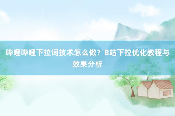 哔哩哔哩下拉词技术怎么做？B站下拉优化教程与效果分析