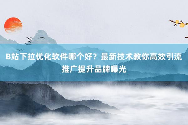 B站下拉优化软件哪个好？最新技术教你高效引流推广提升品牌曝光