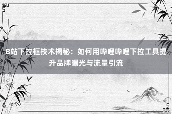 B站下拉框技术揭秘：如何用哔哩哔哩下拉工具提升品牌曝光与流量引流