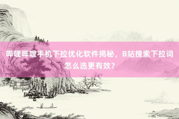 哔哩哔哩手机下拉优化软件揭秘，B站搜索下拉词怎么选更有效？