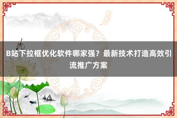 B站下拉框优化软件哪家强？最新技术打造高效引流推广方案
