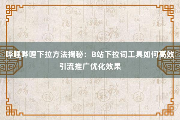 哔哩哔哩下拉方法揭秘：B站下拉词工具如何高效引流推广优化效果
