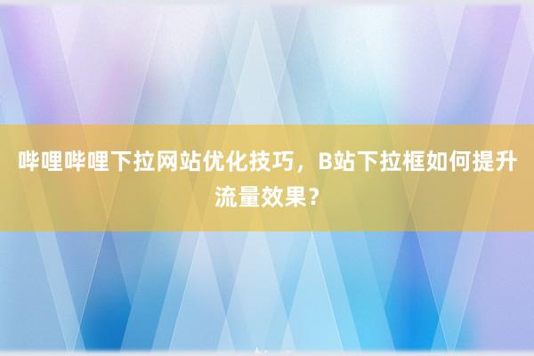 哔哩哔哩下拉网站优化技巧，B站下拉框如何提升流量效果？