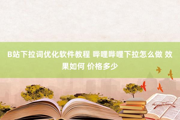 B站下拉词优化软件教程 哔哩哔哩下拉怎么做 效果如何 价格多少