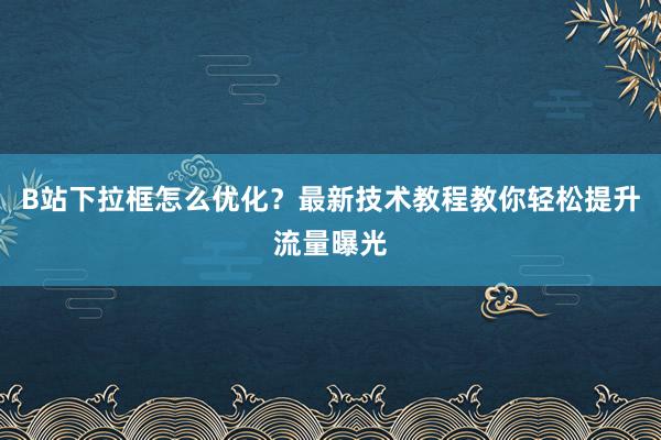 B站下拉框怎么优化？最新技术教程教你轻松提升流量曝光
