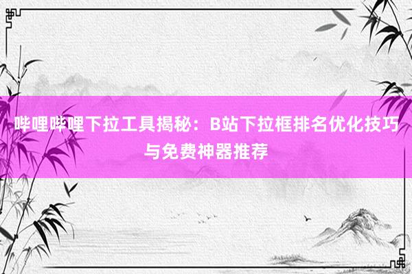 哔哩哔哩下拉工具揭秘：B站下拉框排名优化技巧与免费神器推荐