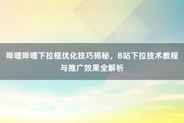 哔哩哔哩下拉框优化技巧揭秘，B站下拉技术教程与推广效果全解析
