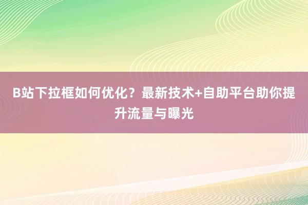B站下拉框如何优化？最新技术+自助平台助你提升流量与曝光