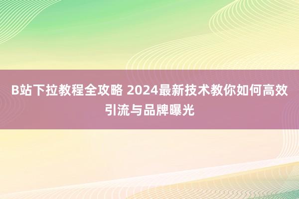 B站下拉教程全攻略 2024最新技术教你如何高效引流与品牌曝光