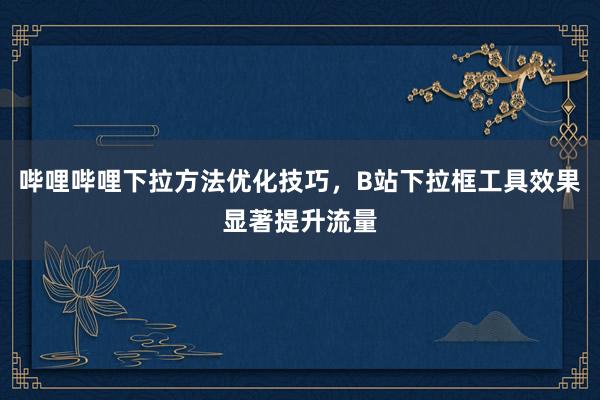 哔哩哔哩下拉方法优化技巧，B站下拉框工具效果显著提升流量