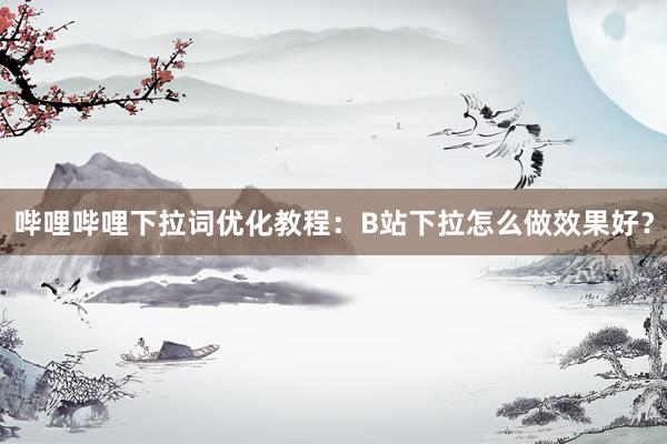 哔哩哔哩下拉词优化教程：B站下拉怎么做效果好？
