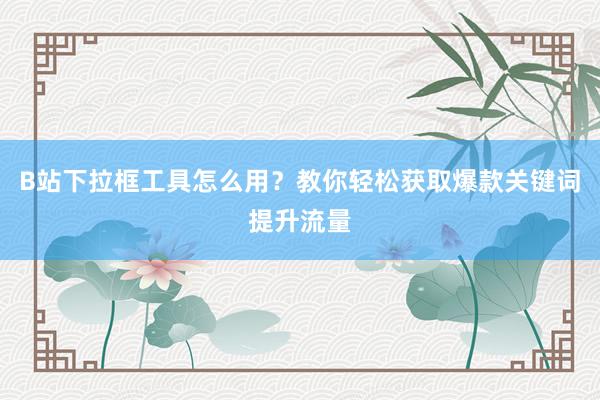 B站下拉框工具怎么用？教你轻松获取爆款关键词提升流量