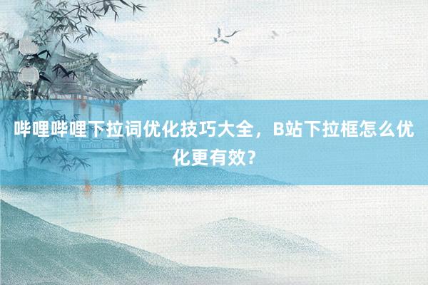 哔哩哔哩下拉词优化技巧大全，B站下拉框怎么优化更有效？