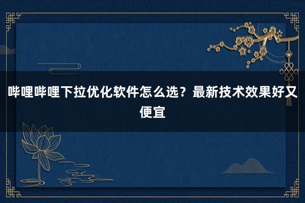 哔哩哔哩下拉优化软件怎么选？最新技术效果好又便宜