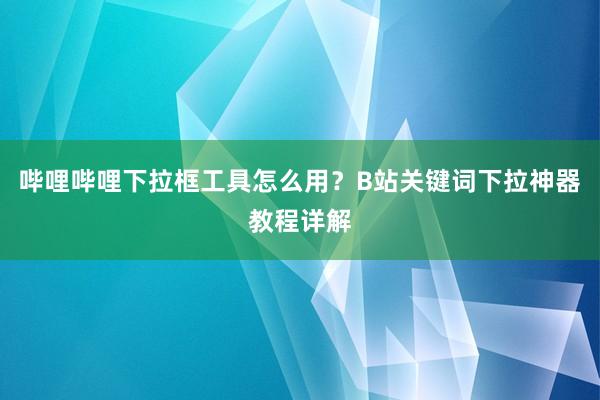 哔哩哔哩下拉框工具怎么用？B站关键词下拉神器教程详解