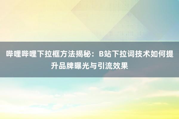 哔哩哔哩下拉框方法揭秘：B站下拉词技术如何提升品牌曝光与引流效果