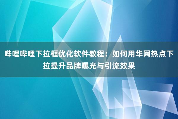 哔哩哔哩下拉框优化软件教程：如何用华网热点下拉提升品牌曝光与引流效果