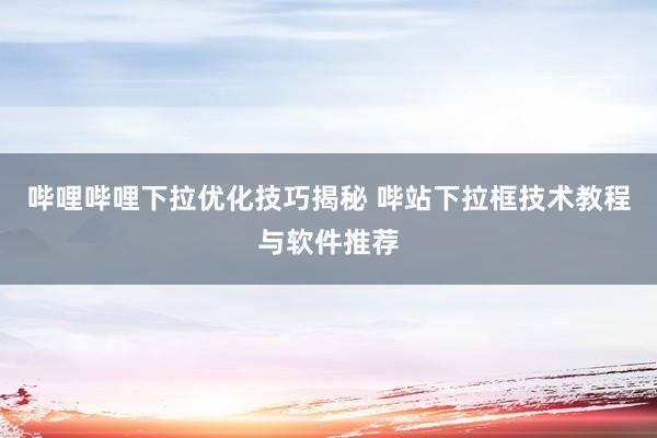 哔哩哔哩下拉优化技巧揭秘 哔站下拉框技术教程与软件推荐