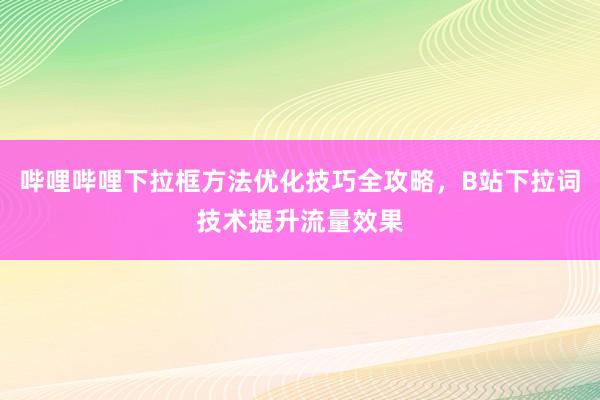 哔哩哔哩下拉框方法优化技巧全攻略，B站下拉词技术提升流量效果