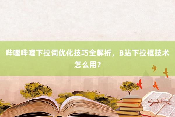 哔哩哔哩下拉词优化技巧全解析，B站下拉框技术怎么用？