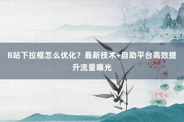 B站下拉框怎么优化？最新技术+自助平台高效提升流量曝光