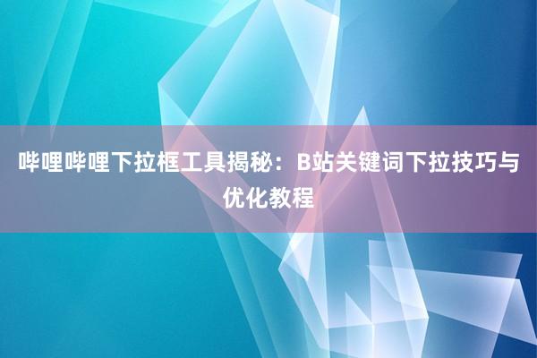 哔哩哔哩下拉框工具揭秘：B站关键词下拉技巧与优化教程