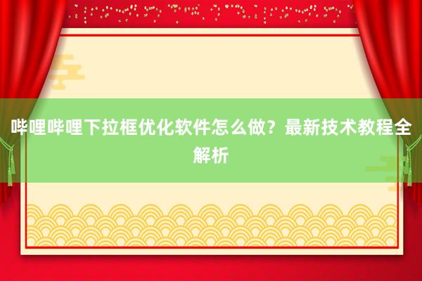 哔哩哔哩下拉框优化软件怎么做？最新技术教程全解析