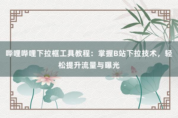 哔哩哔哩下拉框工具教程：掌握B站下拉技术，轻松提升流量与曝光