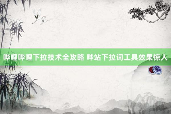 哔哩哔哩下拉技术全攻略 哔站下拉词工具效果惊人