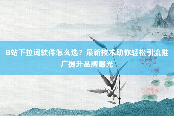 B站下拉词软件怎么选？最新技术助你轻松引流推广提升品牌曝光