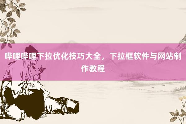 哔哩哔哩下拉优化技巧大全，下拉框软件与网站制作教程
