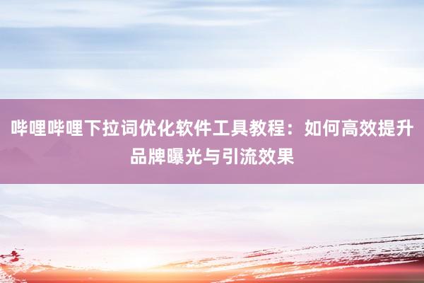 哔哩哔哩下拉词优化软件工具教程：如何高效提升品牌曝光与引流效果